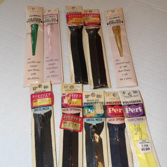 ZIPPERS MIXED Lot 30 Vintage Sewing Clark's, Unique, Talon, Pert New Old Stock - Picture 3 of 4